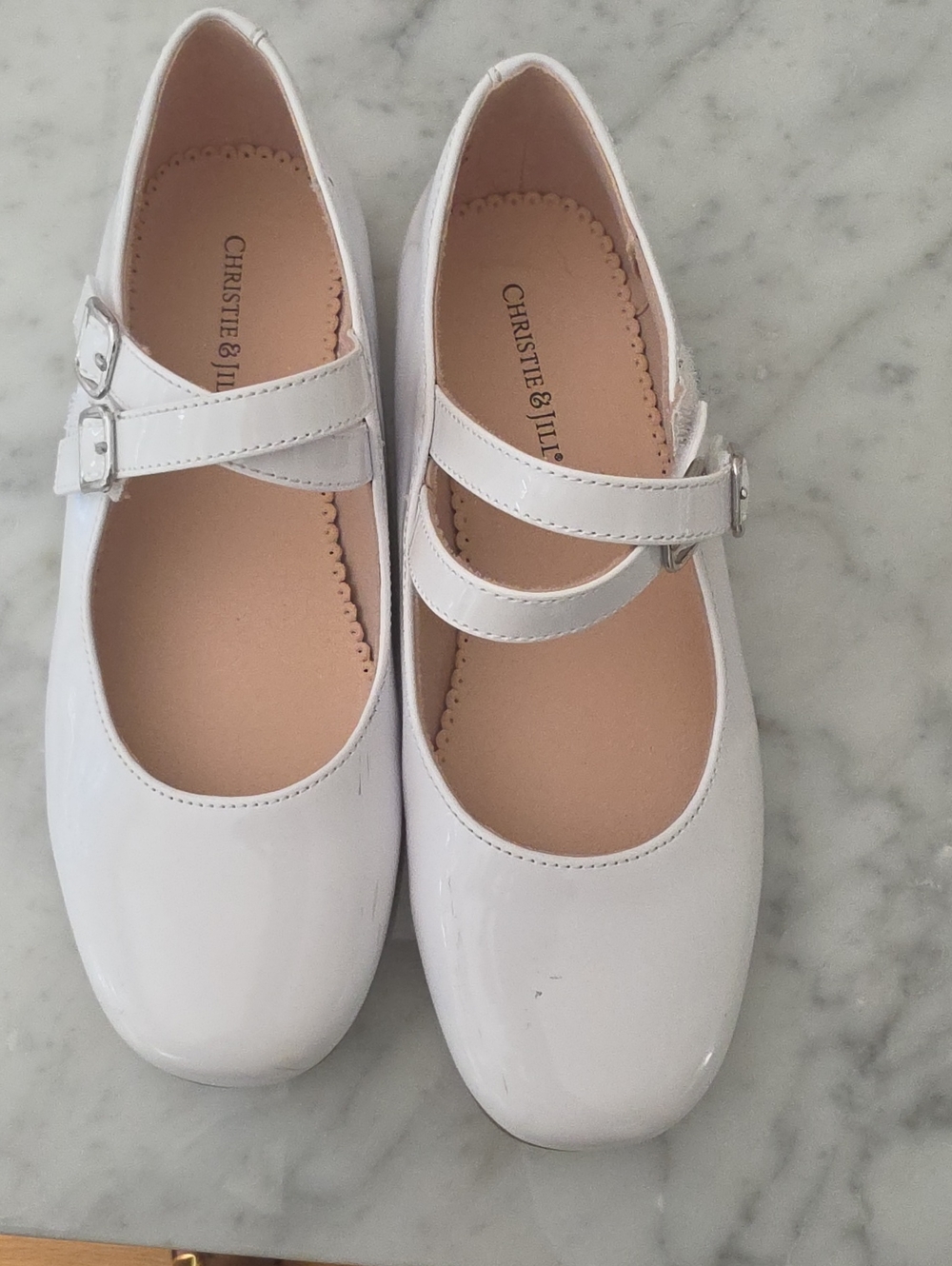 Christie & Jill Girls' White Patent Mary Jane Dress Shoes